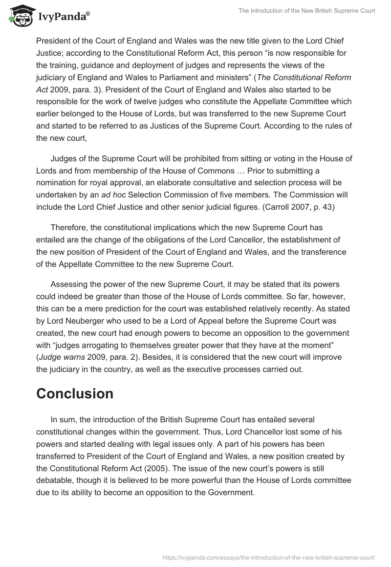 The Introduction of the New British Supreme Court. Page 3