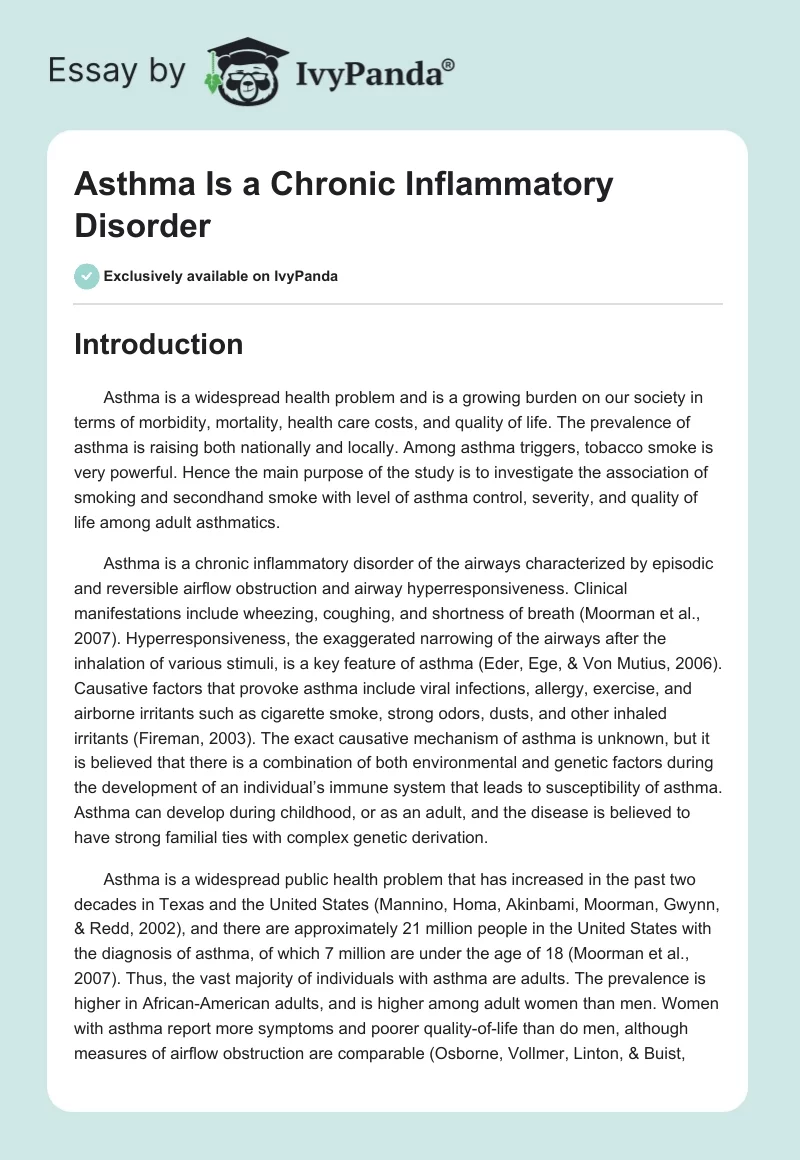Asthma Is a Chronic Inflammatory Disorder. Page 1