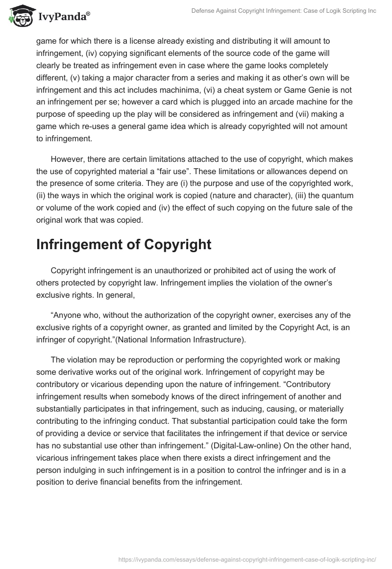Defense Against Copyright Infringement: Case of Logik Scripting Inc. Page 2