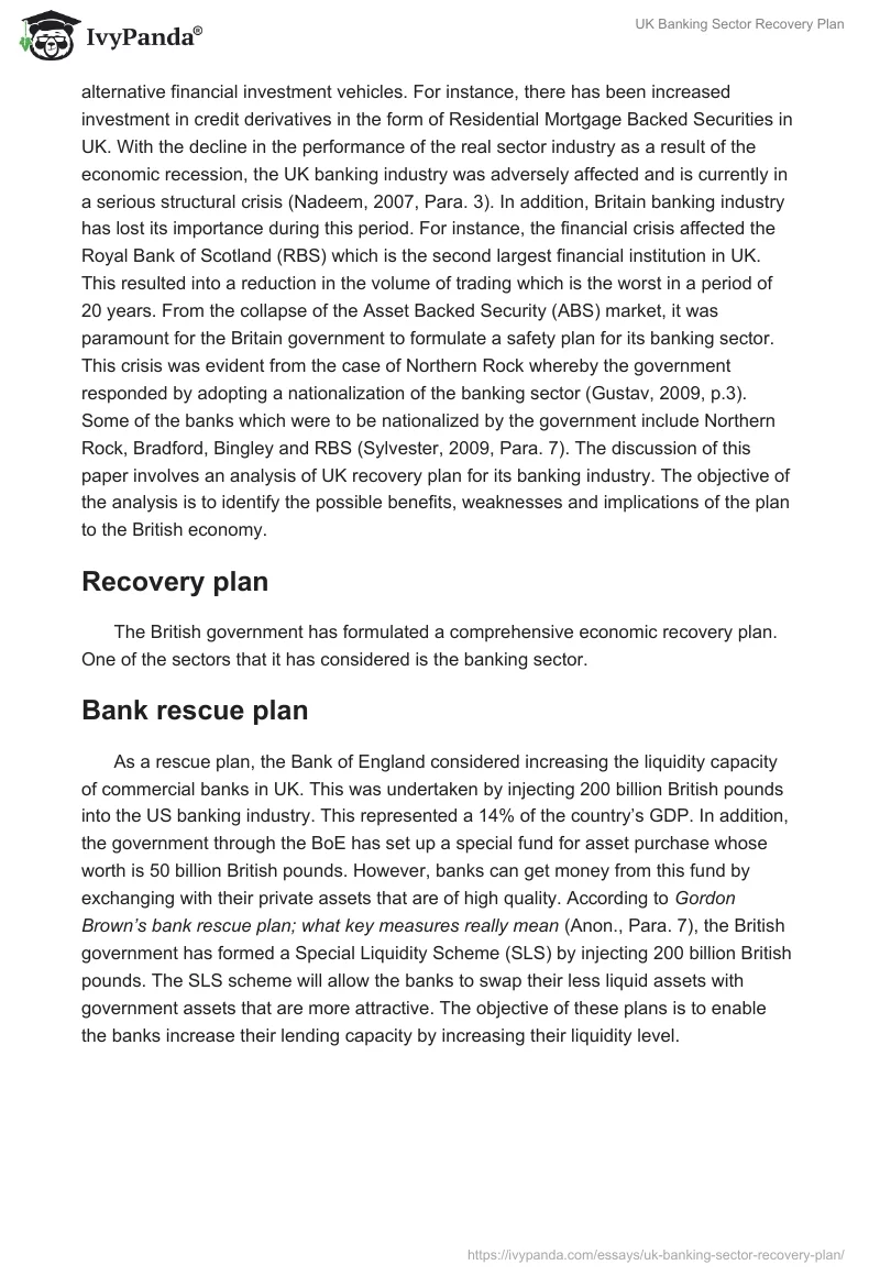 UK Banking Sector Recovery Plan. Page 2
