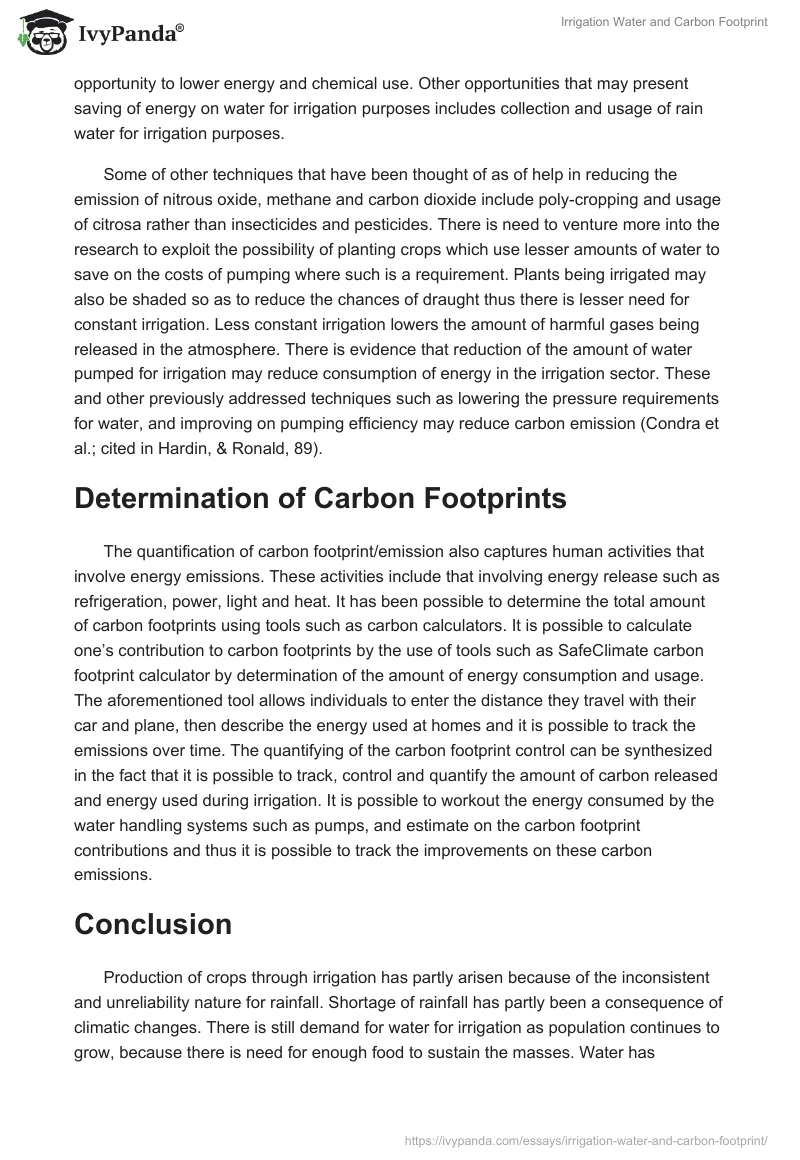 Irrigation Water and Carbon Footprint. Page 4