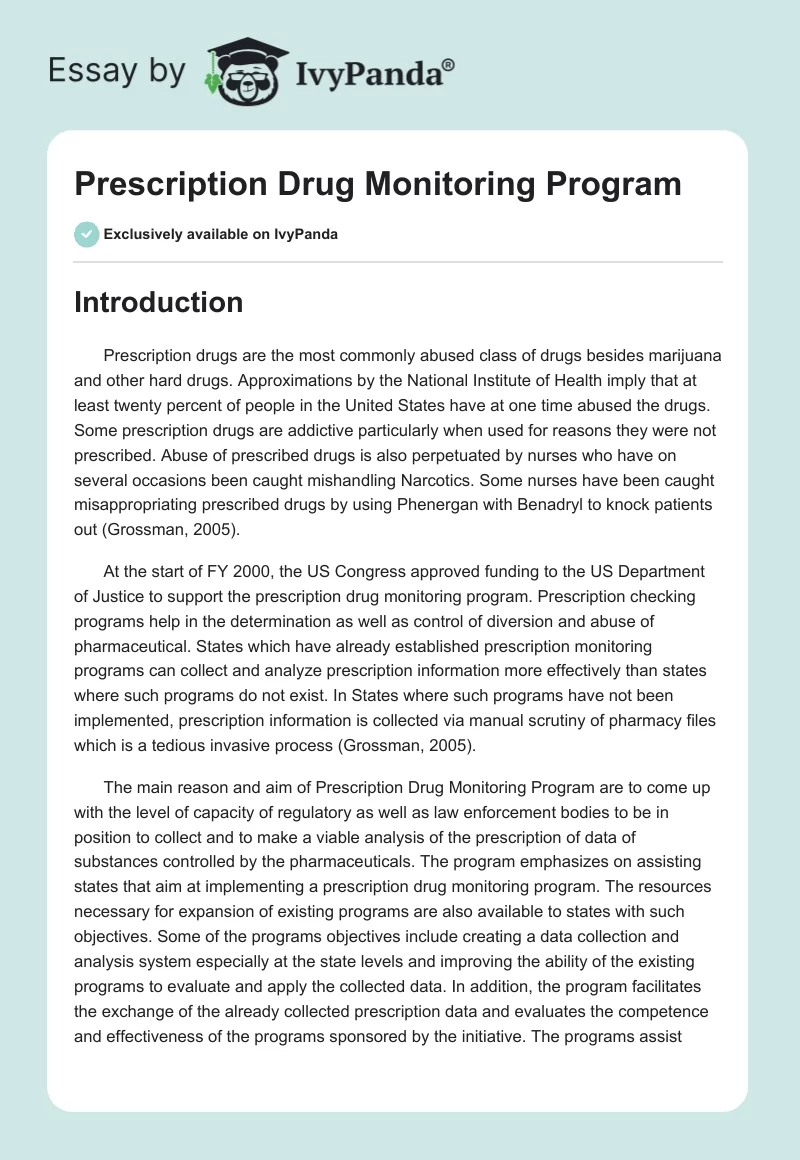 Prescription Drug Monitoring Program. Page 1