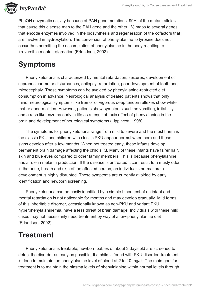 Phenylketonuria, Its Consequences and Treatment. Page 2