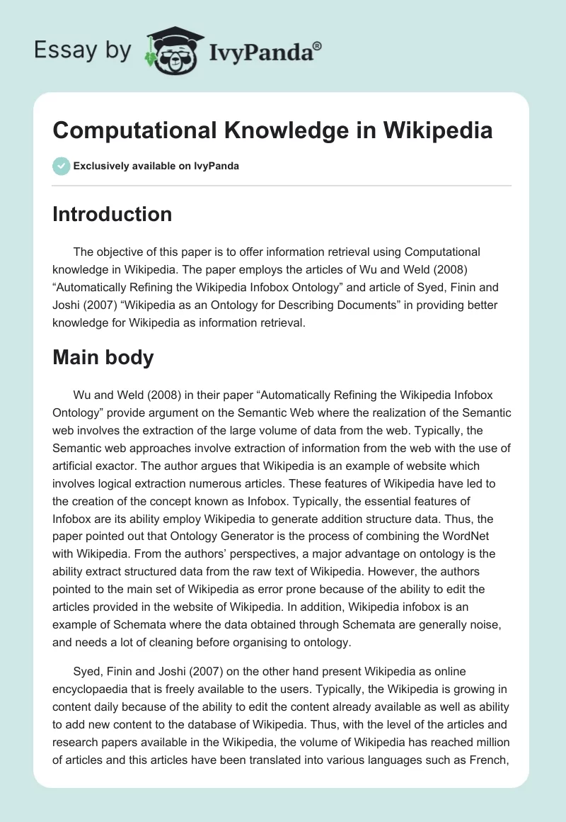 Computational Knowledge in Wikipedia. Page 1