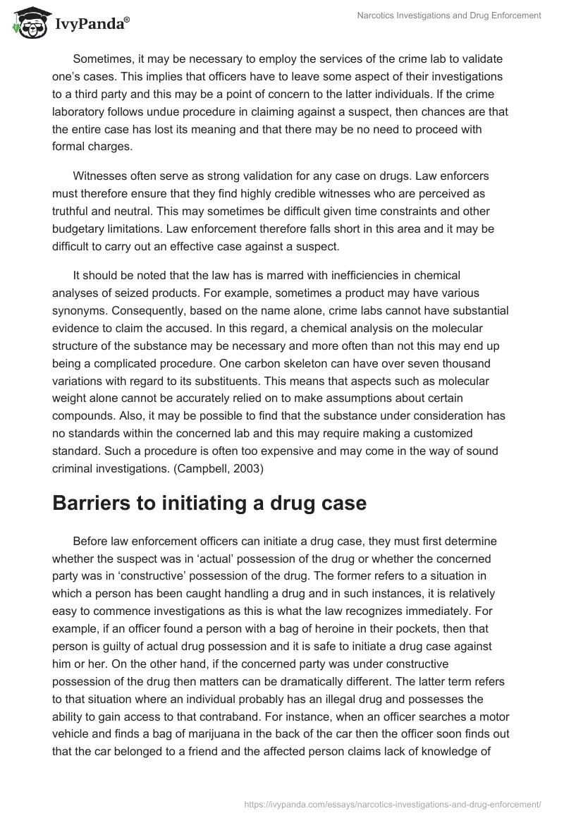 Narcotics Investigations and Drug Enforcement. Page 3