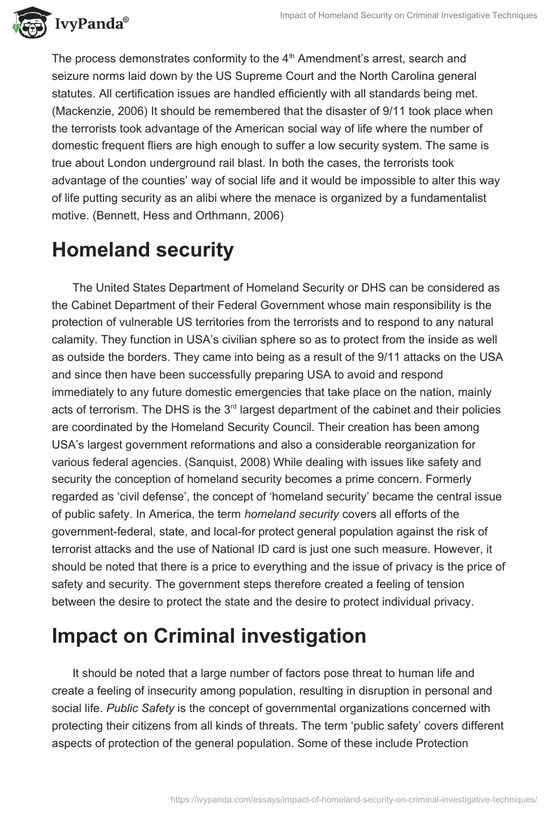 Impact of Homeland Security on Criminal Investigative Techniques. Page 2