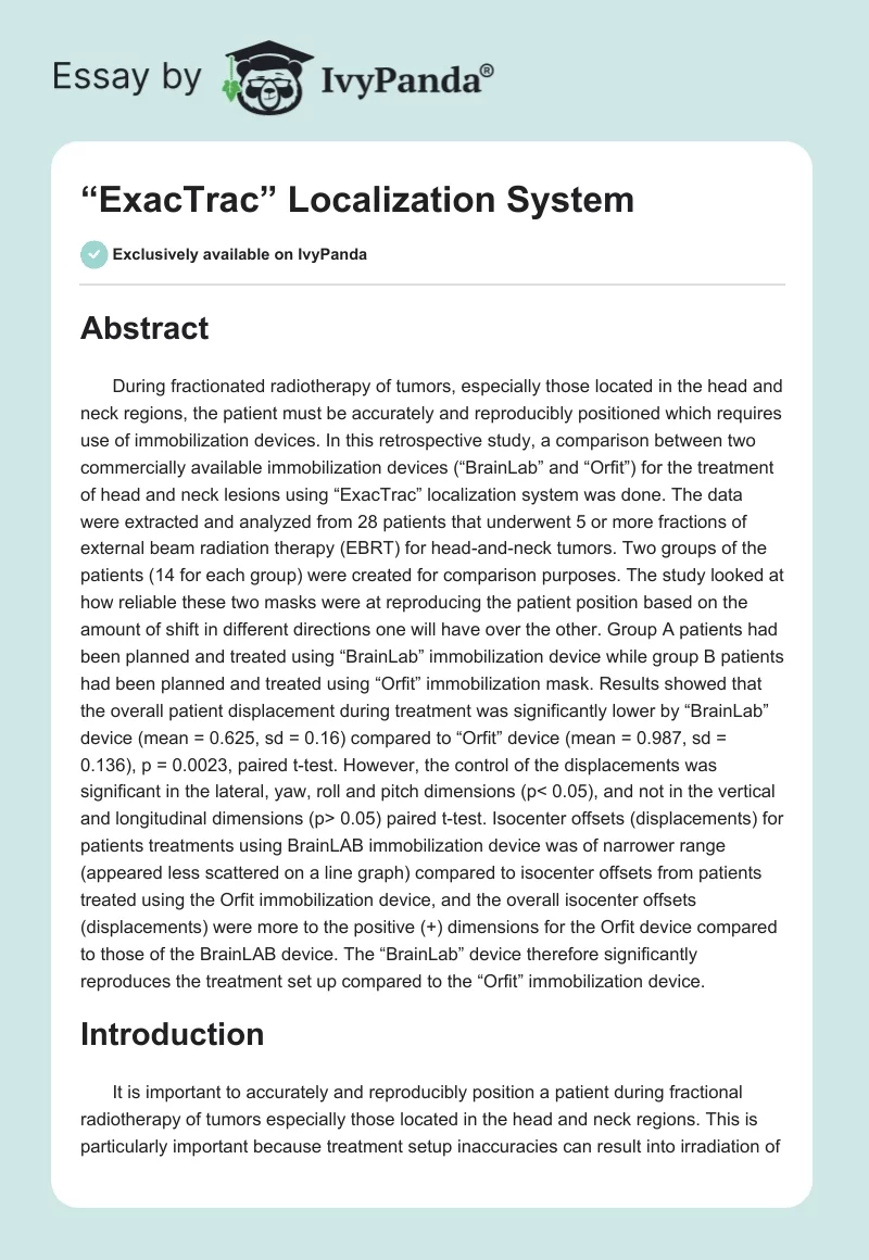 “ExacTrac” Localization System. Page 1