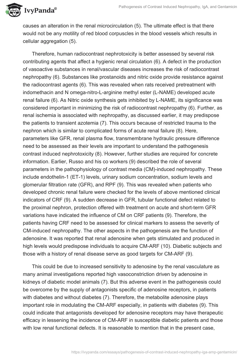 Pathogenesis of Contrast Induced Nephropathy, IgA, and Gentamicin. Page 2