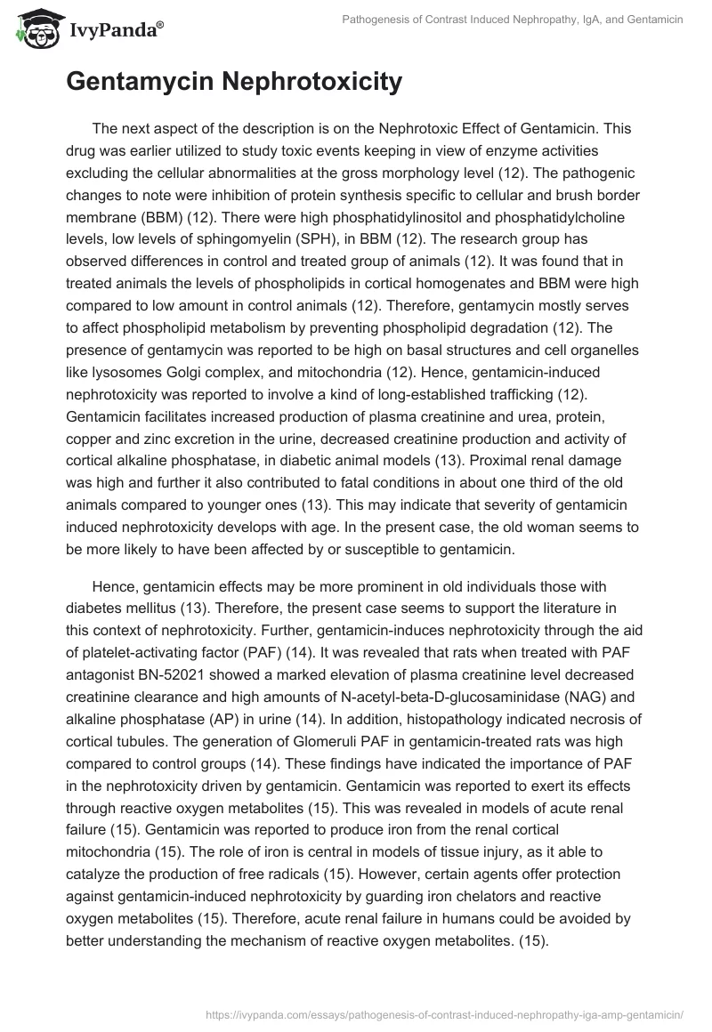 Pathogenesis of Contrast Induced Nephropathy, IgA, and Gentamicin. Page 4