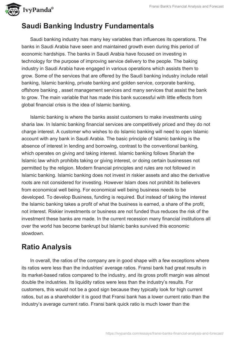 Fransi Bank's Financial Analysis and Forecast. Page 2