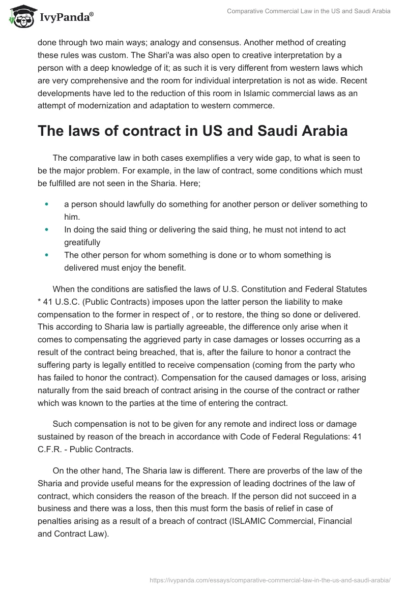 Comparative Commercial Law in the US and Saudi Arabia. Page 3