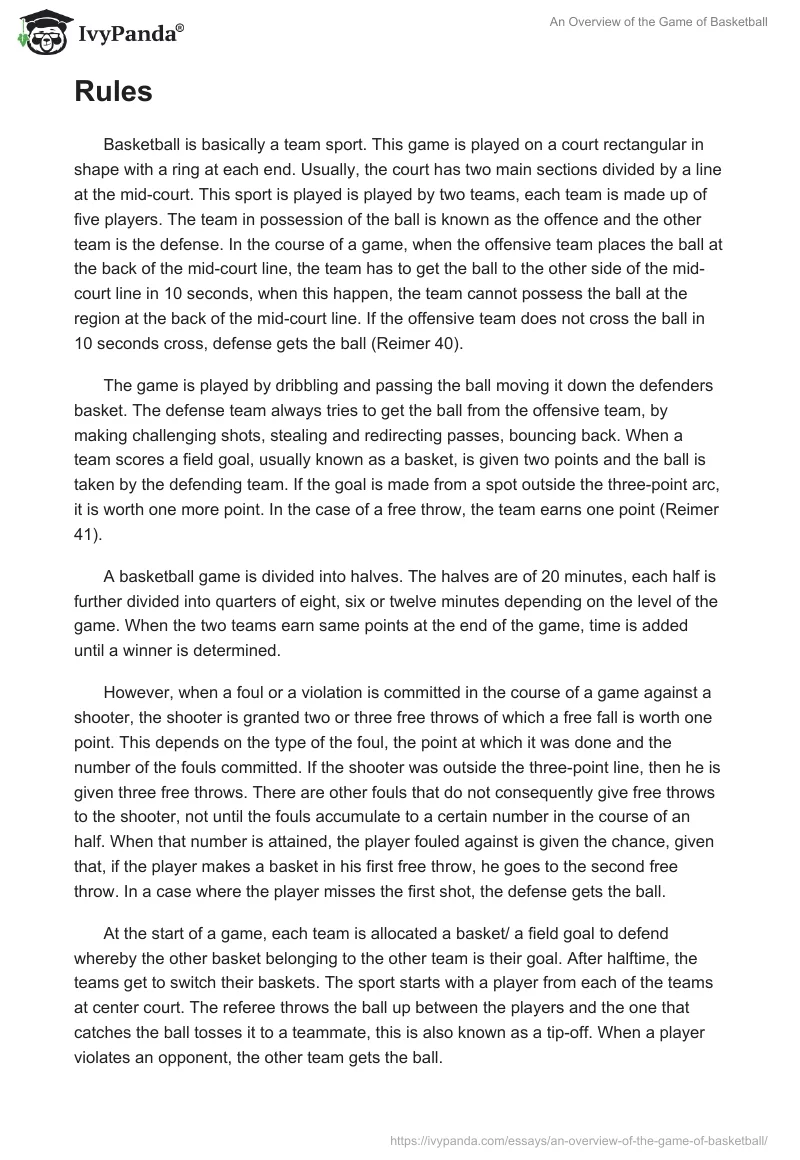 An Overview of the Game of Basketball. Page 2