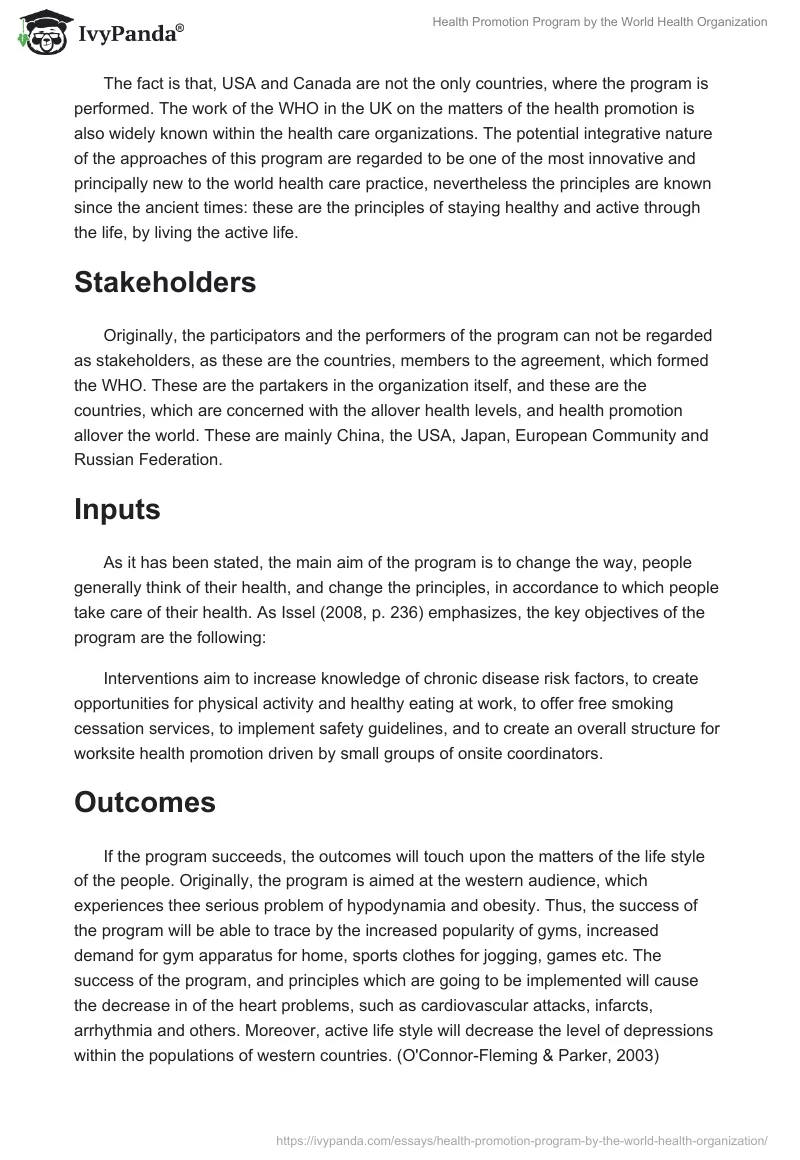 Health Promotion Program by the World Health Organization. Page 2