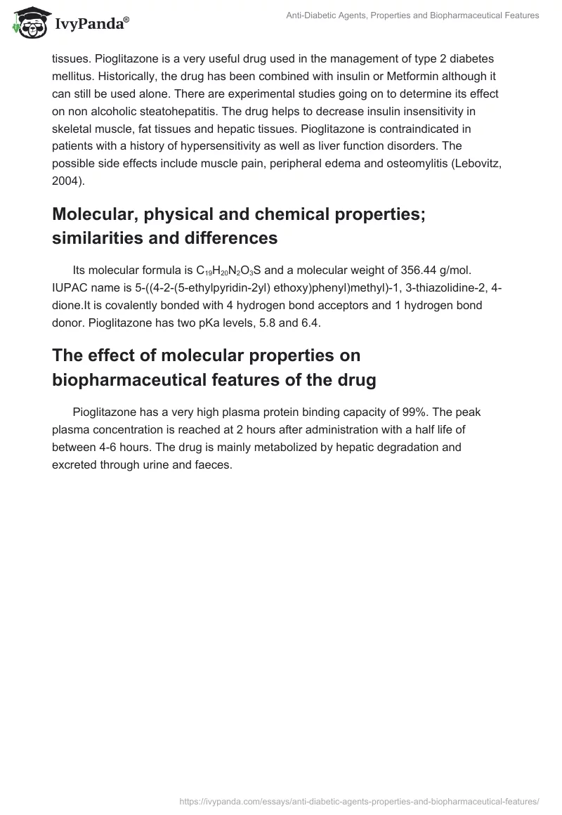 Anti-Diabetic Agents, Properties and Biopharmaceutical Features. Page 5