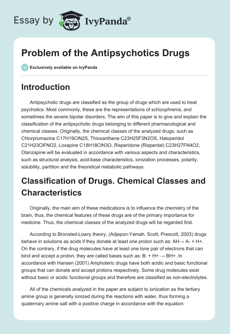 Problem of the Antipsychotics Drugs. Page 1