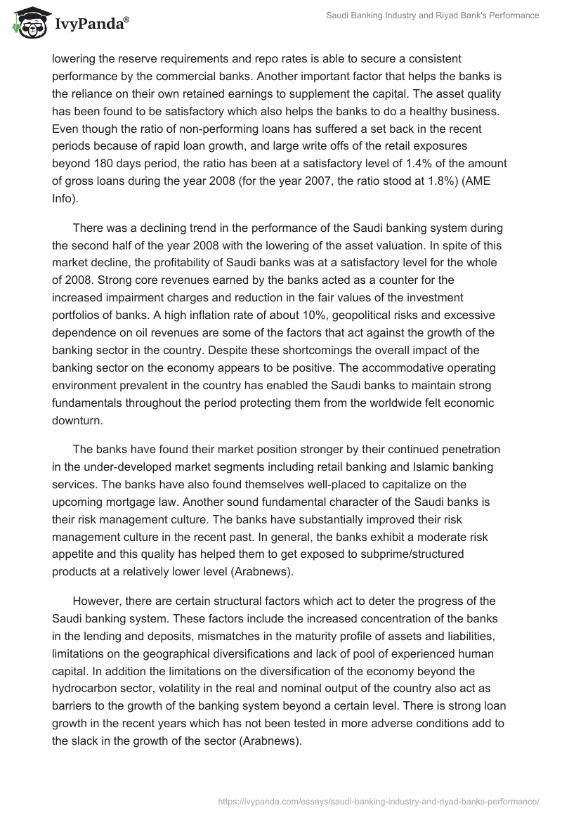 Saudi Banking Industry and Riyad Bank's Performance. Page 2