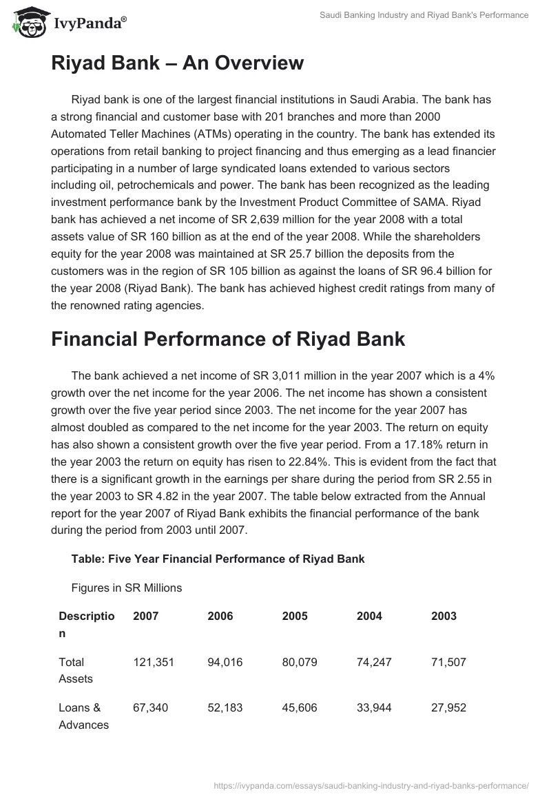 Saudi Banking Industry and Riyad Bank's Performance. Page 3