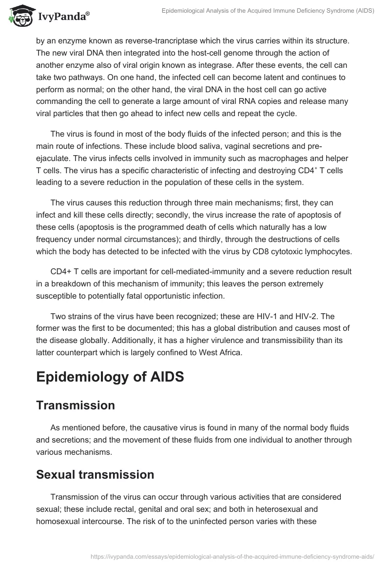 Epidemiological Analysis of the Acquired Immune Deficiency Syndrome (AIDS). Page 2