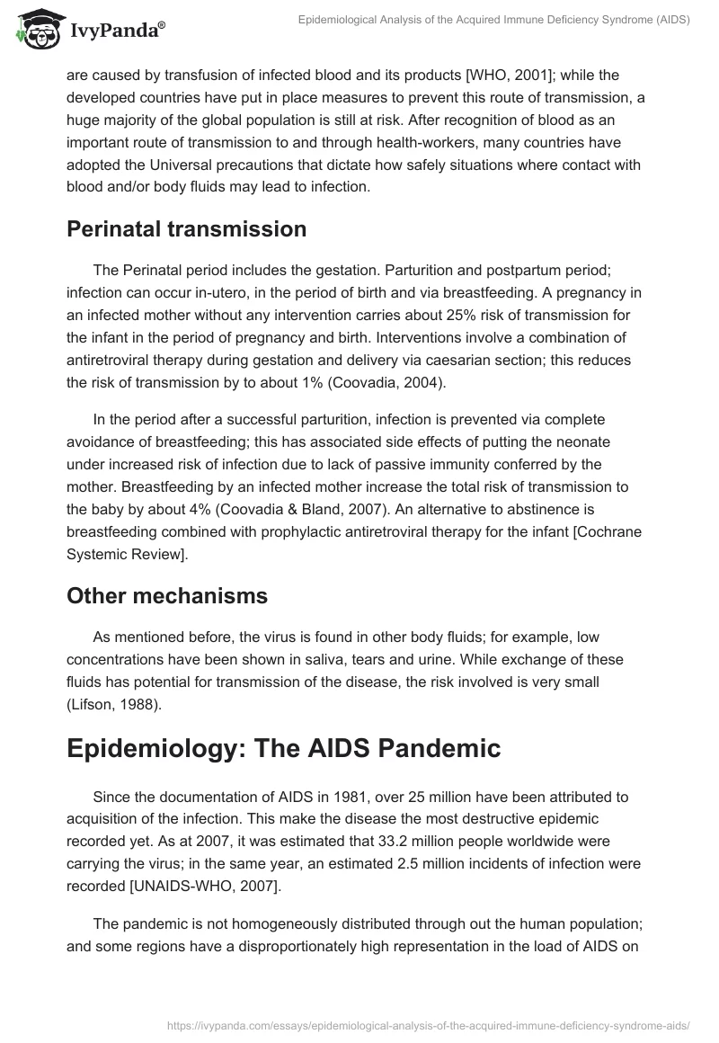 Epidemiological Analysis of the Acquired Immune Deficiency Syndrome (AIDS). Page 4