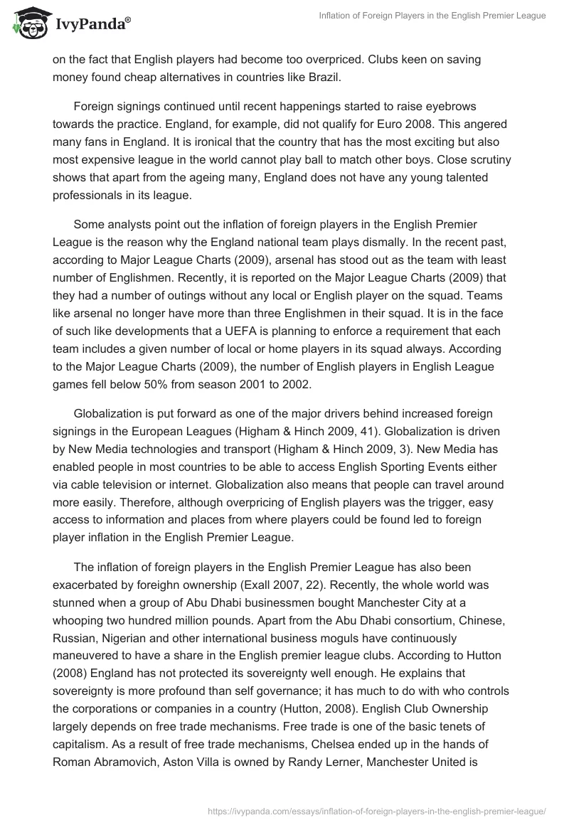 Inflation of Foreign Players in the English Premier League. Page 2