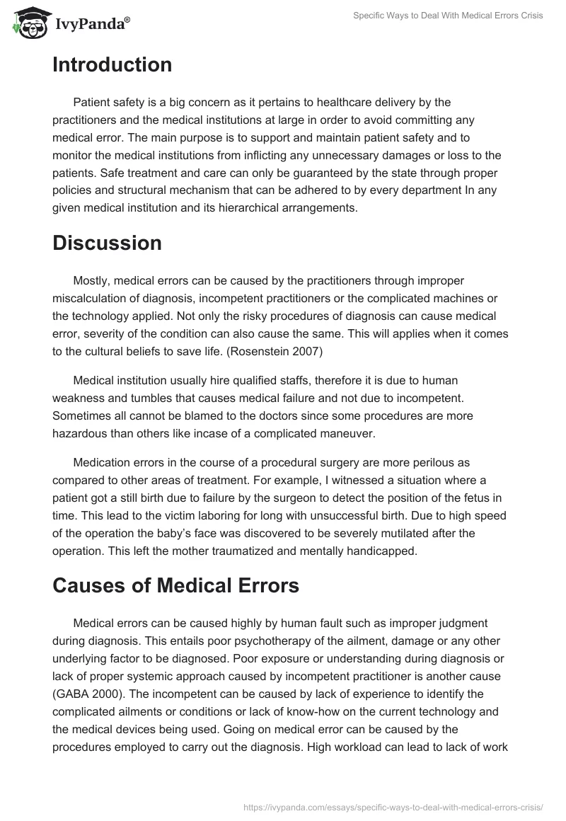 Specific Ways to Deal With Medical Errors Crisis. Page 2