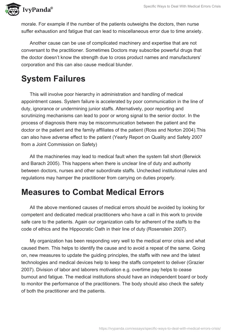 Specific Ways to Deal With Medical Errors Crisis. Page 3