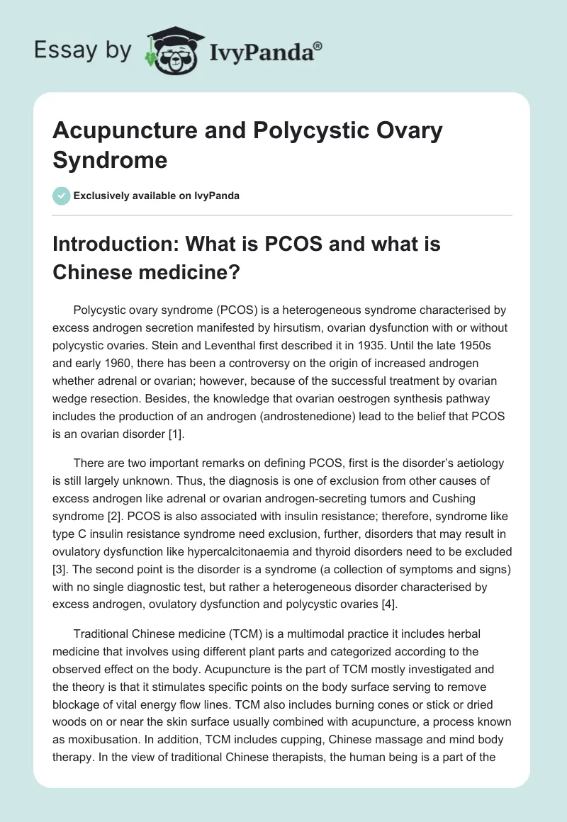 Acupuncture and Polycystic Ovary Syndrome. Page 1