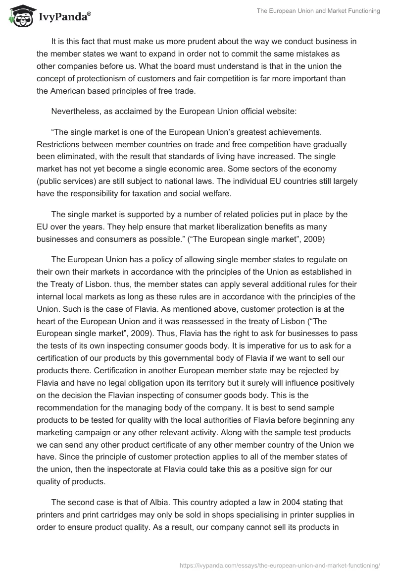 The European Union and Market Functioning. Page 2