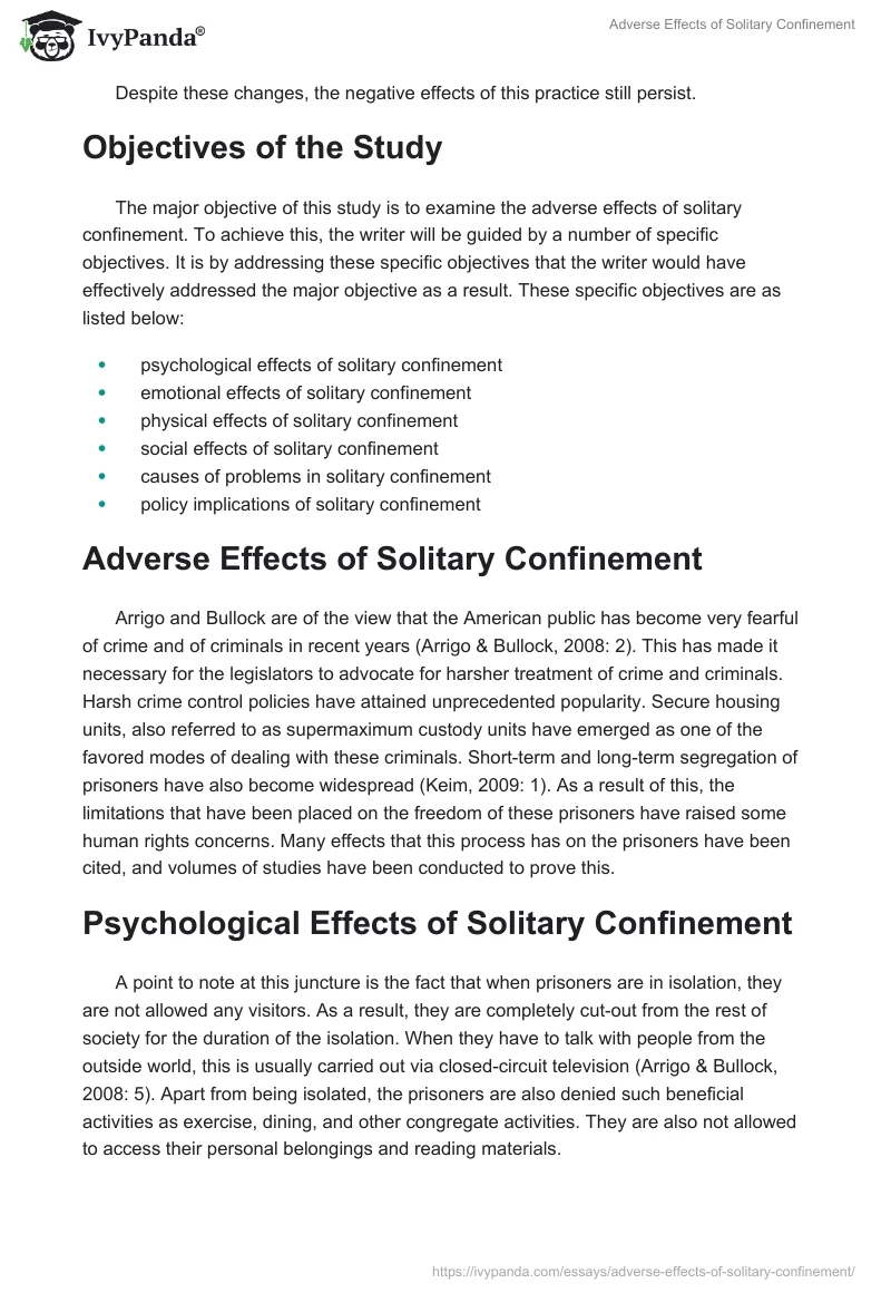 Adverse Effects of Solitary Confinement. Page 2