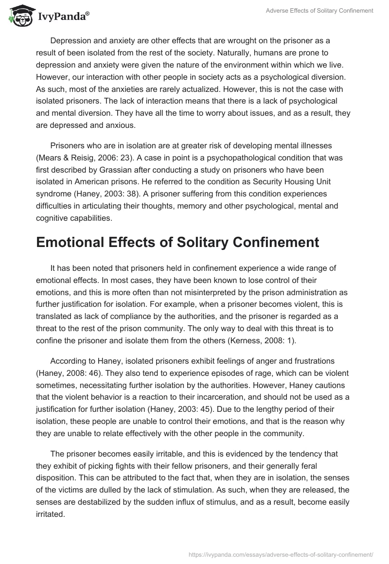 Adverse Effects of Solitary Confinement. Page 4