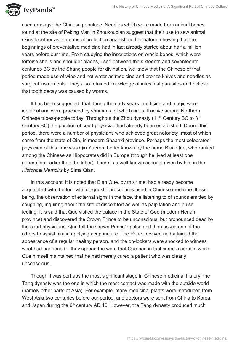The History of Chinese Medicine: A Significant Part of Chinese Culture. Page 2