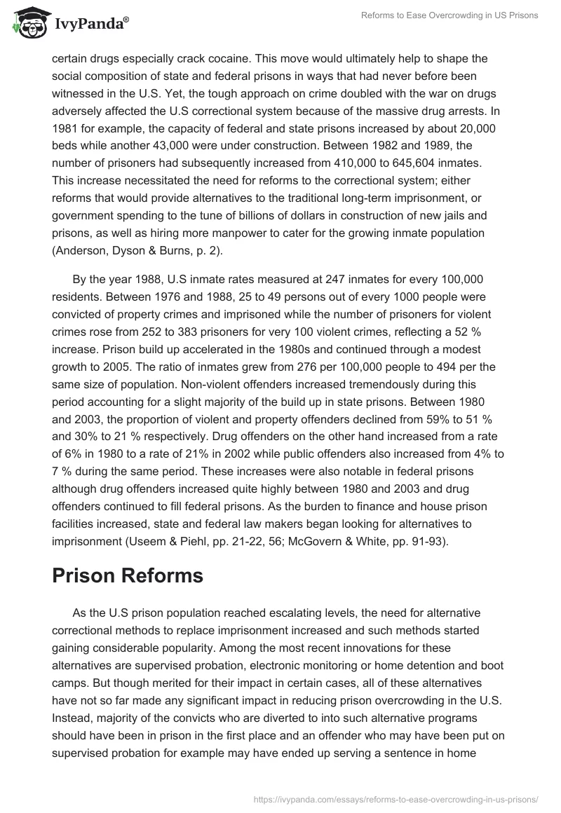 Reforms to Ease Overcrowding in US Prisons. Page 2