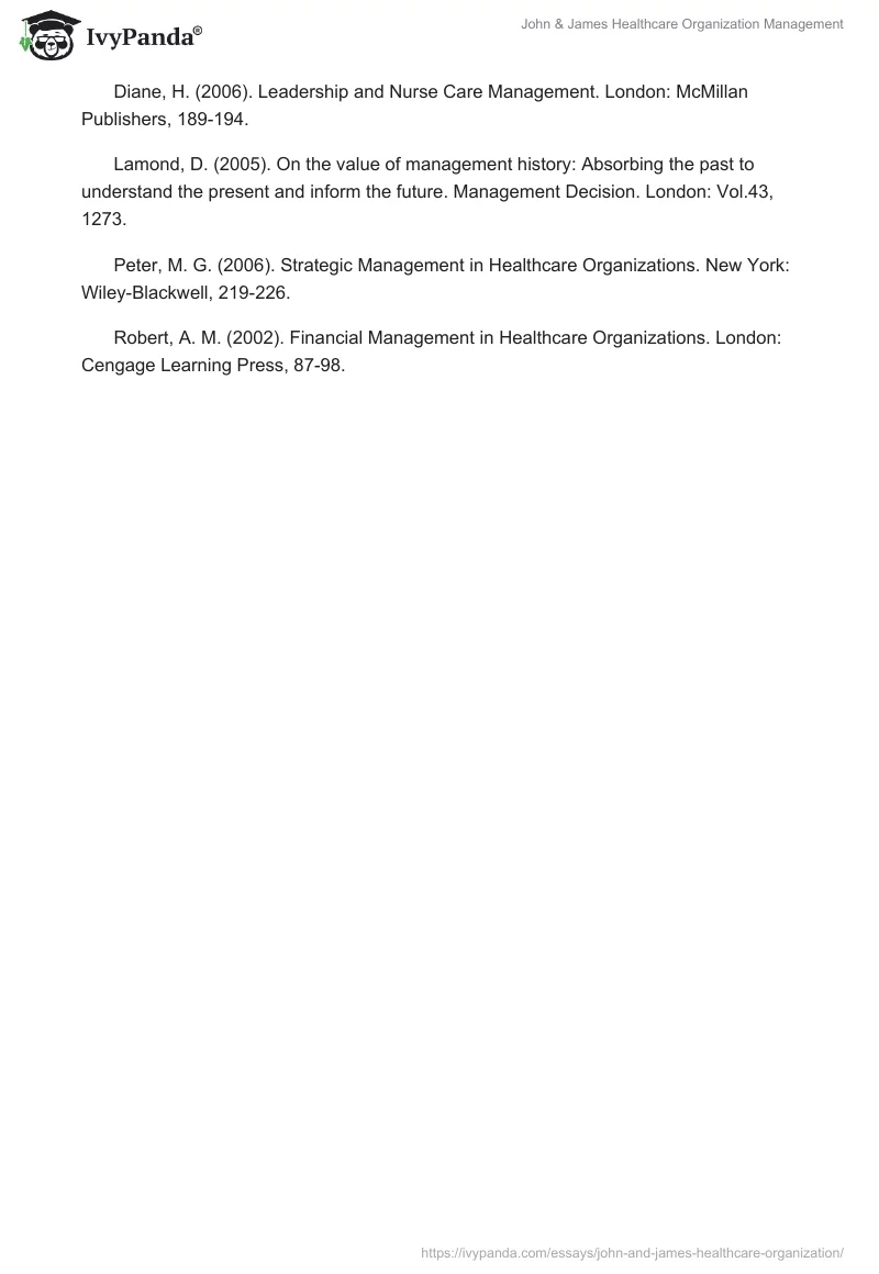 John & James Healthcare Organization Management. Page 3