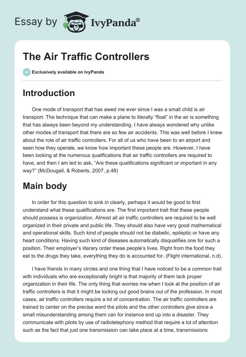 The Air Traffic Controllers. Page 1