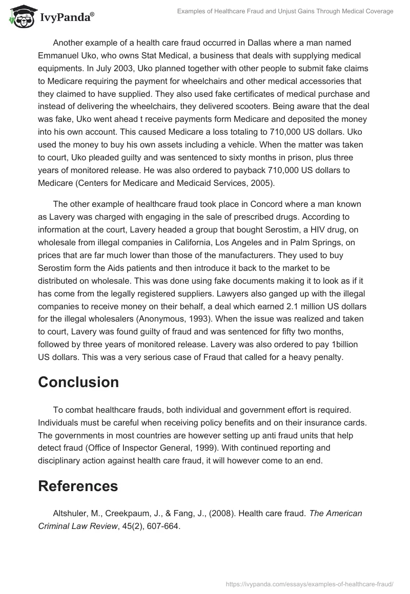 Examples of Healthcare Fraud and Unjust Gains Through Medical Coverage. Page 2