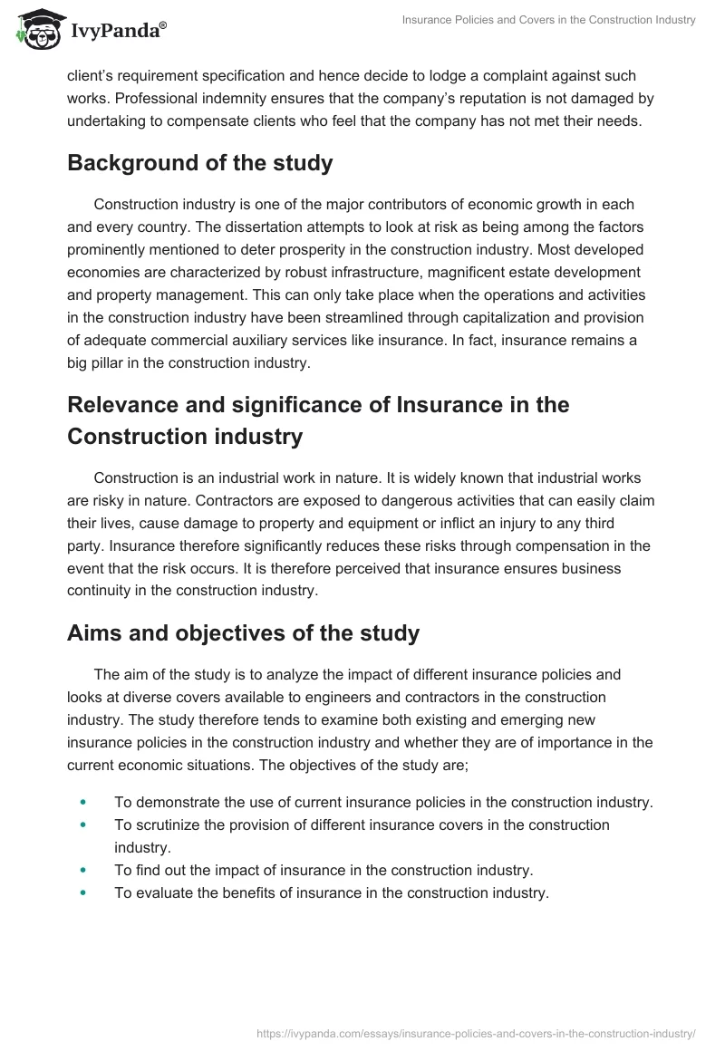Insurance Policies and Covers in the Construction Industry. Page 2