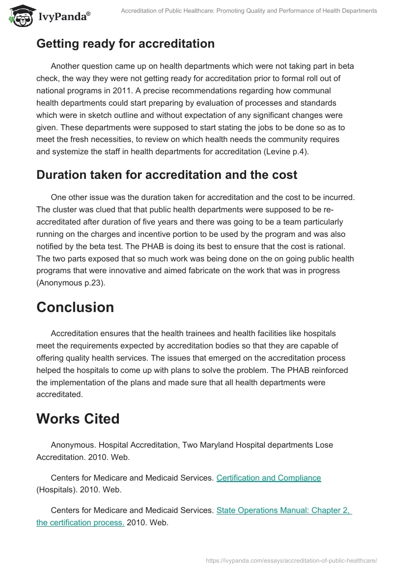Accreditation of Public Healthcare: Promoting Quality and Performance of Health Departments. Page 2