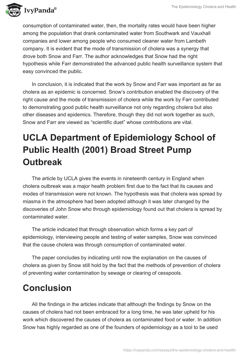 The Epidemiology Cholera and Health. Page 3