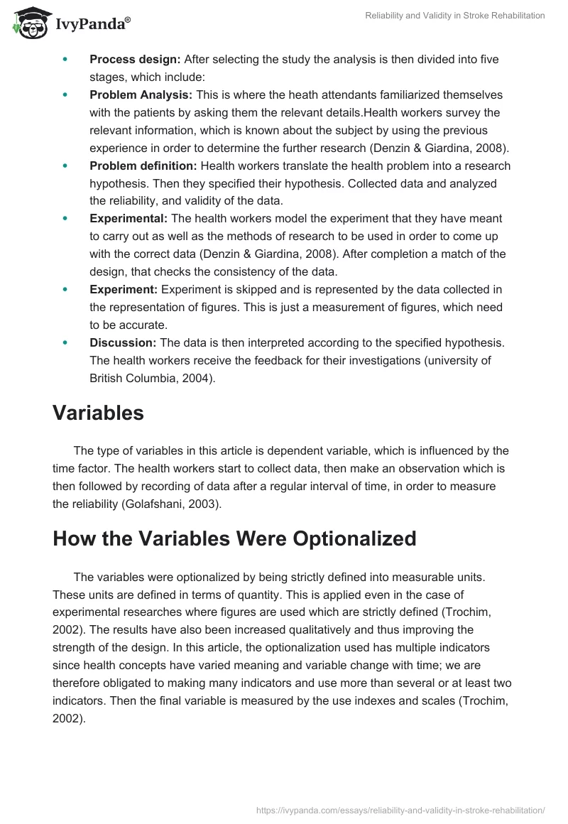 Reliability and Validity in Stroke Rehabilitation. Page 2