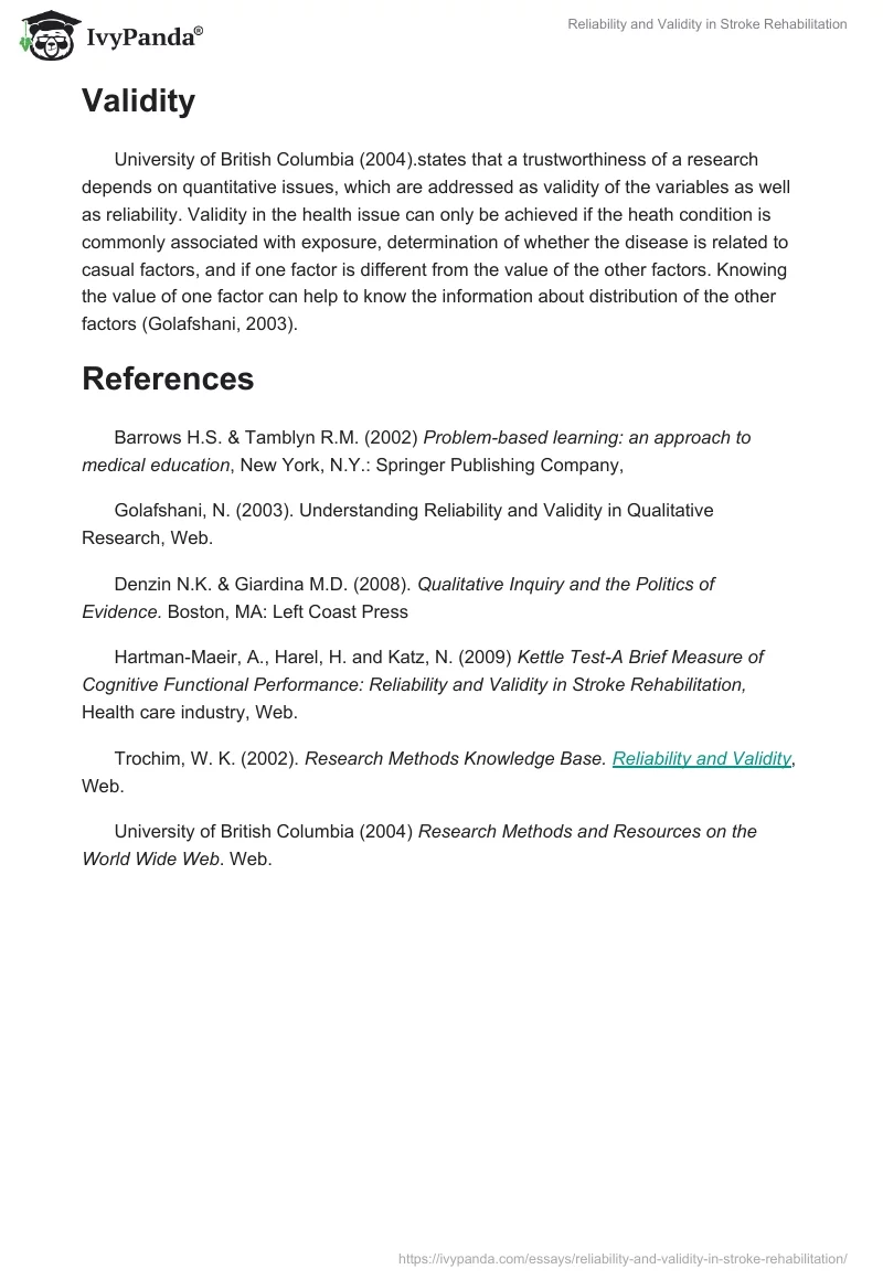 Reliability and Validity in Stroke Rehabilitation. Page 3