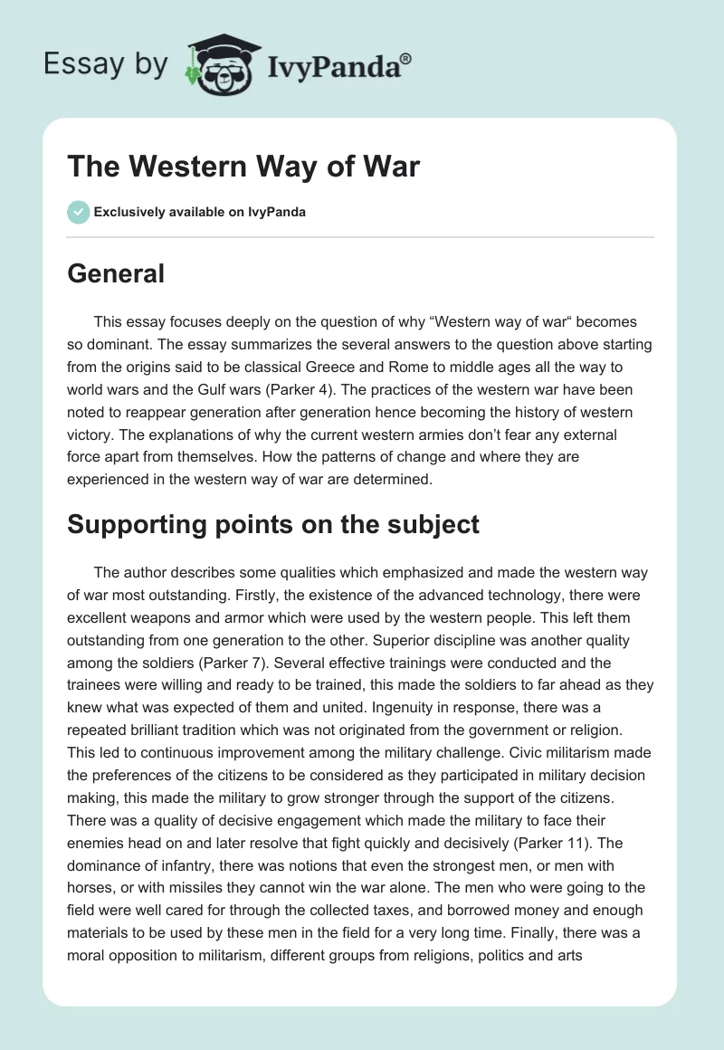 The Western Way of War. Page 1
