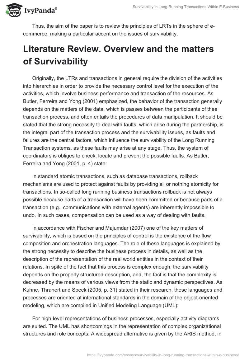 Survivability in Long-Running Transactions Within E-Business. Page 2
