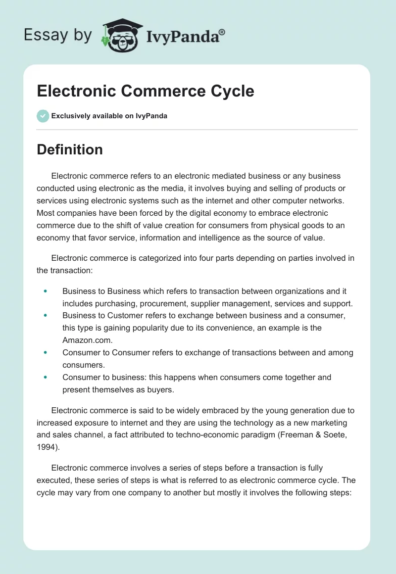 Electronic Commerce Cycle. Page 1