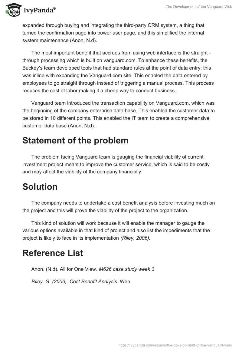The Development of the Vanguard Web. Page 2