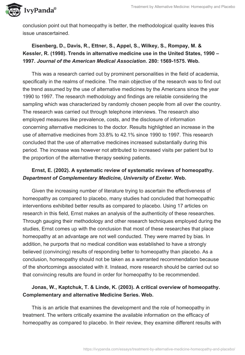 Treatment by Alternative Medicine: Homeopathy and Placebo. Page 2