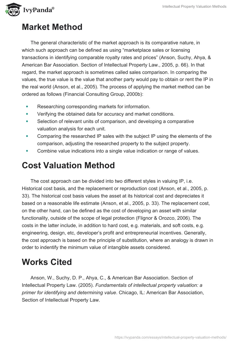 Intellectual Property Valuation Methods. Page 2