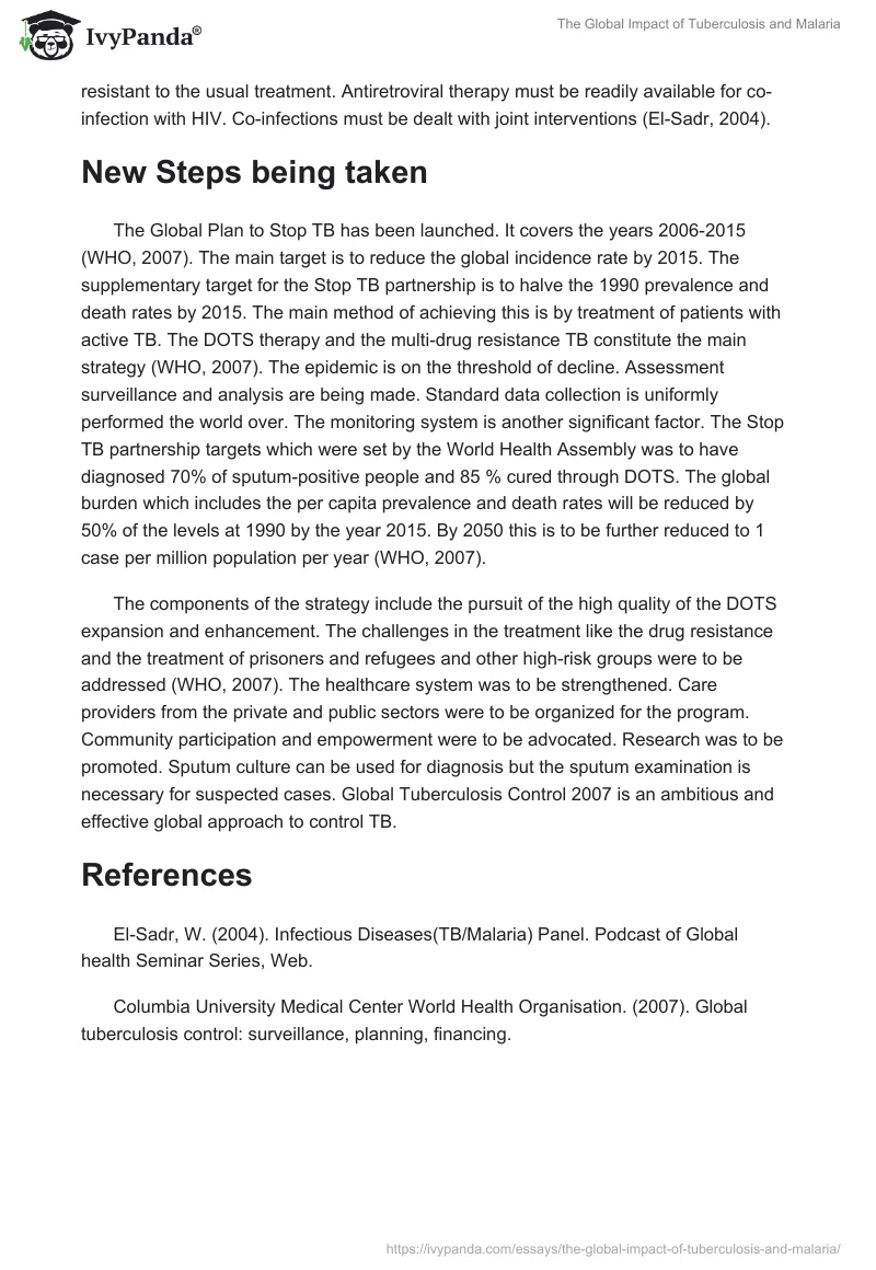 The Global Impact of Tuberculosis and Malaria. Page 3