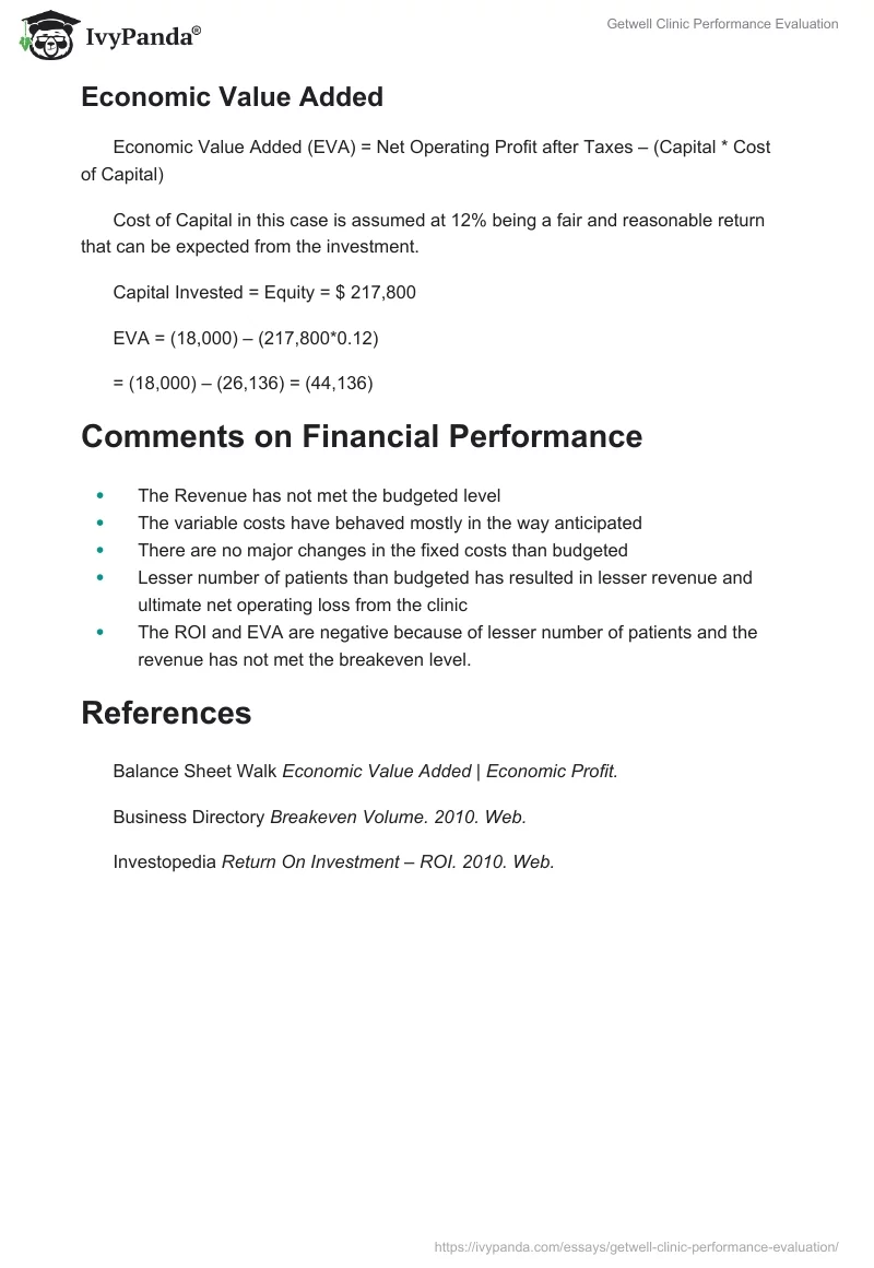 Getwell Clinic Performance Evaluation. Page 3