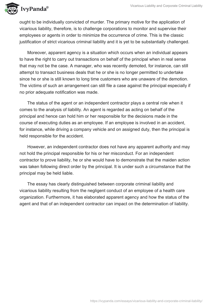 Vicarious Liability and Corporate Criminal Liability. Page 2