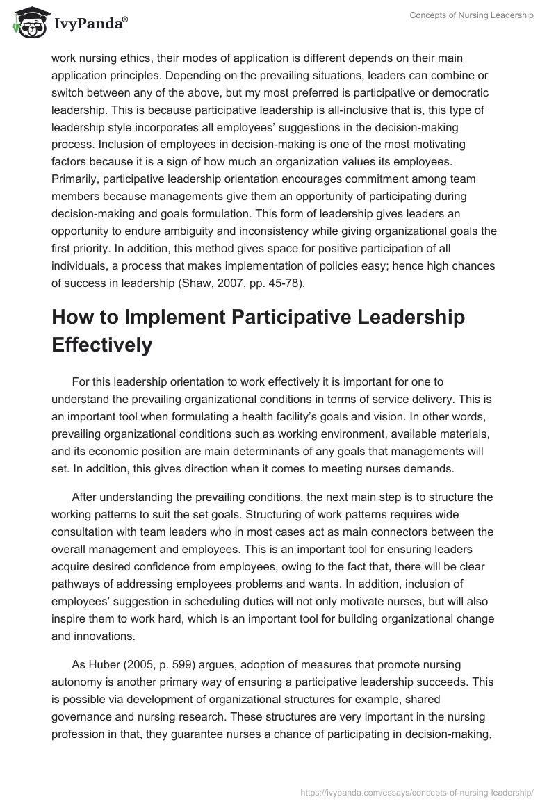 Concepts of Nursing Leadership. Page 2